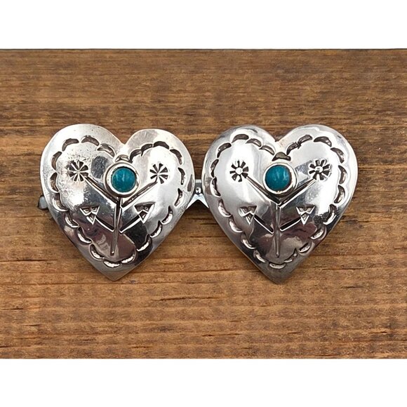 Mexico Jewelry - Sterling Silver Heart Earrings Mexico Blue Stone Accent Pierced New Backs